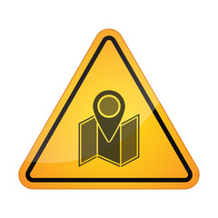 Danger signal icon with a map