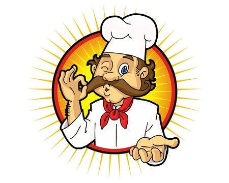 chef mustache character image vector