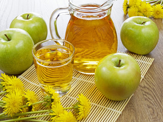 Apple juice in a bottle