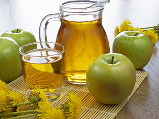 Apple juice in a bottle