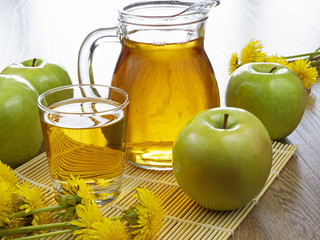 Apple juice in a bottle