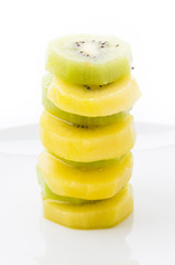 Fototapeta na wymiar Kiwi and Golden Kiwi fruit isolated on white background