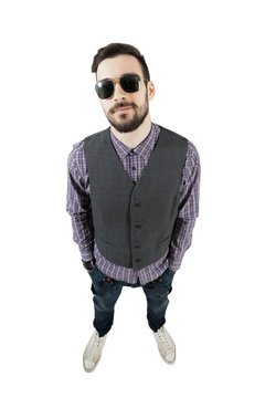 Confident young relaxed hipster with sunglasses