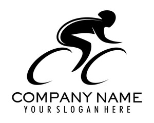 silhouette man cycling logo image vector