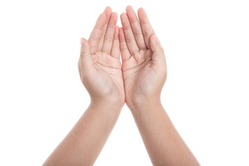 Hand of girl praying