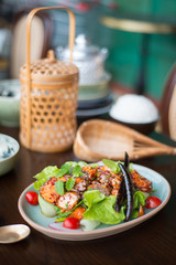 Spicy salmon sald. Thai style salad.