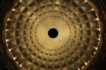 Dome of the Pantheon Temple in Rome, Italy. - obrazy, fototapety, plakaty