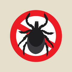 vector image of a tick in a red crossed-out circle - ticks stop