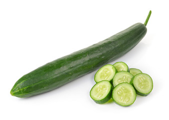 fresh cucumbers isolated on white background