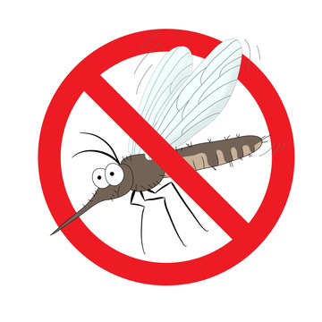 the mosquitoes stop sign - vector image of funny mosquito
