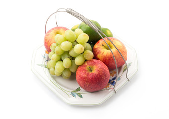 Isolated platter of assorted fruit