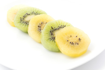 Kiwi and Golden Kiwi fruit isolated on white background