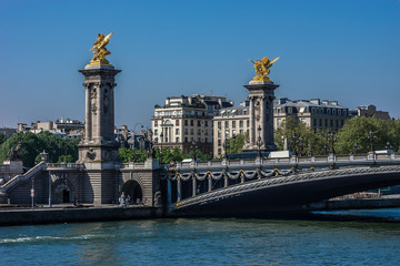 Fototapeta na wymiar Beaux-Arts style Alexandre III bridge (1896-1900) Paris, France.