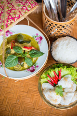 Thai green curry with steam rice.