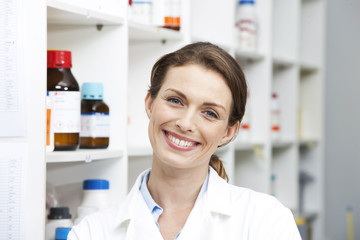 Laboratory technician smiling at camera