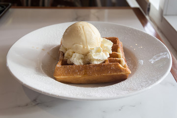 Vanilla icecream Pancake on plate