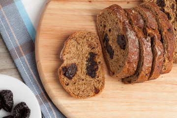 Homemade bread with dried plum.
