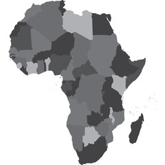 Illustration of African map on white background