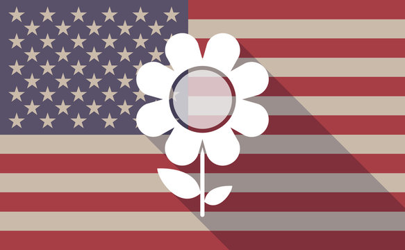 USA flag icon with a flower