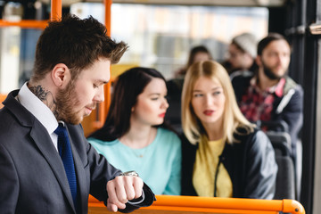 Man Talking on Cell Phone, public transportation