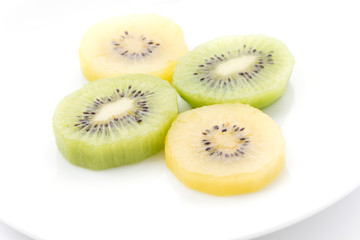 Fototapeta premium Kiwi and Golden Kiwi fruit isolated on white background