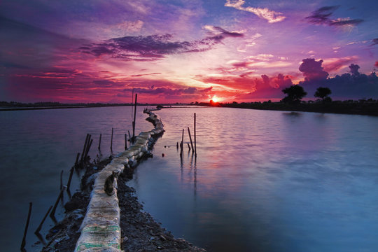 Indonesia, Banten, Tanjung Burung at sunset