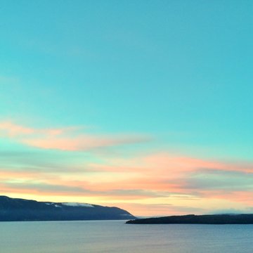 Norway, Hedmark, Sunset over sea
