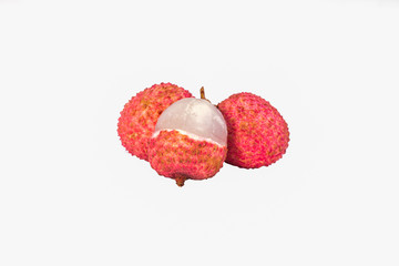 Lychee. Sweet Fresh lychees isolated on white background.