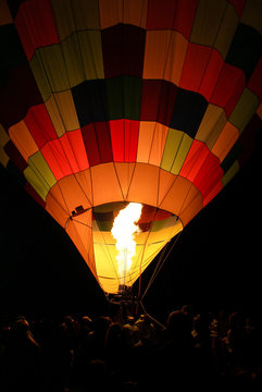 USA, Utah, Eden, Hot Air Balloon taking off during Ogden Valley Balloon Festival