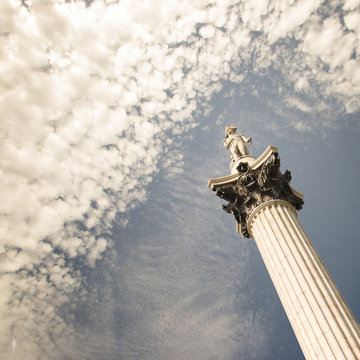 UK, London, Low angle view of Nelson's Column