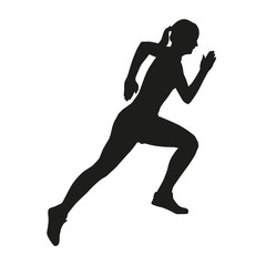 Fototapeta na wymiar Running girl isolated vector silhouette