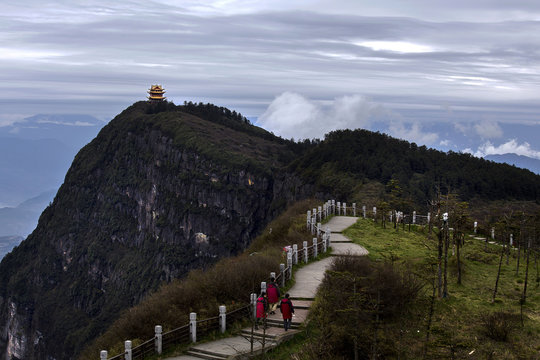 Wanfo Peak, Leshan City, Emei Shan, China, Wanfo Peak And Its Solitary Temple