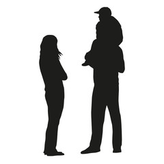 Family. Vector silhouettes. Mother, father, son, daughter