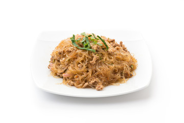 Larb vermicelli or Spicy Vermicelli.Traditional Thai food