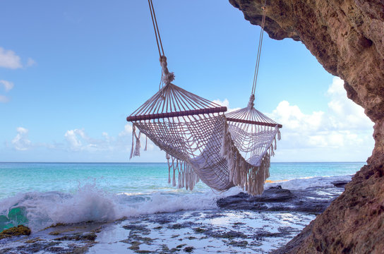 Empty Hammock On The Beach