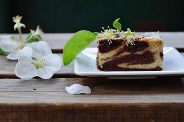 Brownie with cream cheese, chocolate and banana