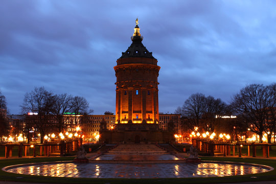 Germany, Mannheim, Water Tower in winter