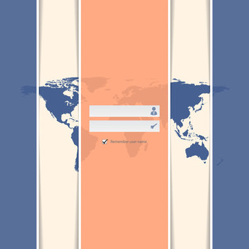 Classy striped login screen with world map