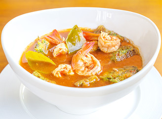 Shrimp and egg sour soup (Gaeng som), Delicious thai food