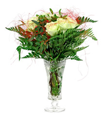 bouquet of flowers in a crystal vase