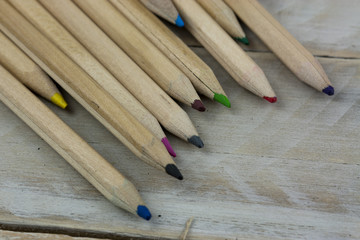 Close up of coloured pencils