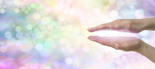 Rainbow Healers Website Banner with soft bokeh effect