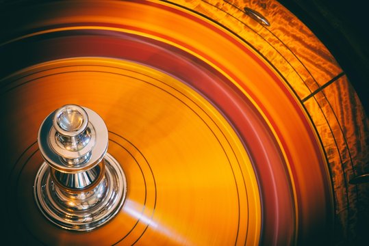 Close-up of spinning roulette wheel, Las Vegas, Nevada, USA