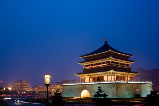 China, Shaanxi, Xian, Drum Tower at night