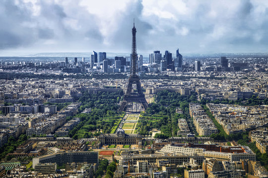 France, Paris, View of Eiffel Tower and city
