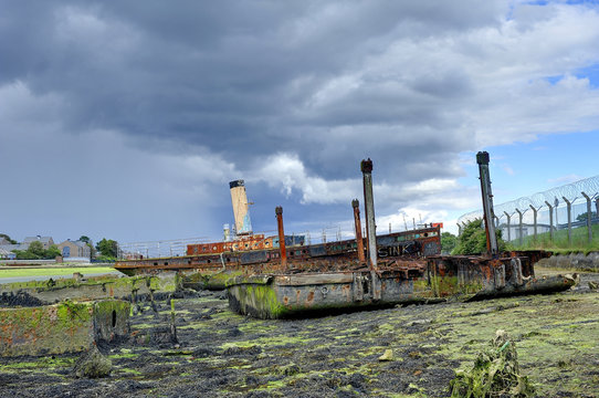 Derelict and abandoned ship, Forton Lake, Gosport, Portsmouth