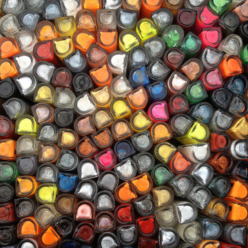 Multicolored nail polish bottles