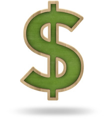 Green blank dollar sign shape blackboard
