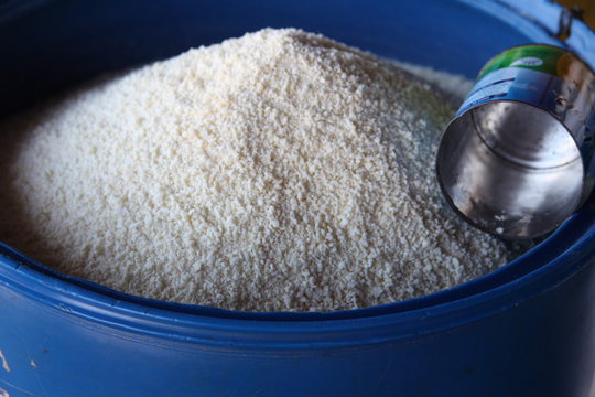Tub of manioc flour at market, Acre, Brazil