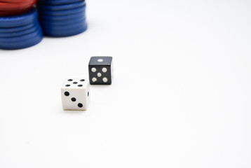 two dice and chips
